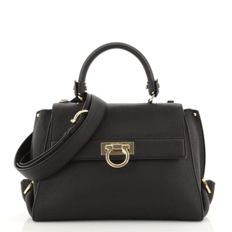 Salvatore Ferragamo Sofia Satchel Pebbled Leather Medium