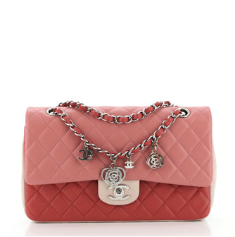 Chanel Tricolor Valentine Crystal Hearts Flap Bag Quilted Lambskin Mini  Pink 811193