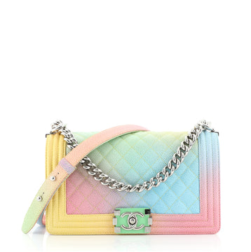 Chanel Rainbow Boy Flap Bag Quilted Painted Caviar Old Medium