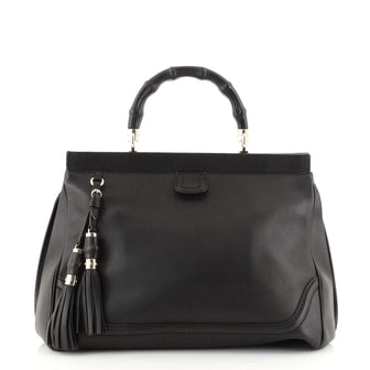 Gucci Bold Bamboo Top Handle Bag Leather