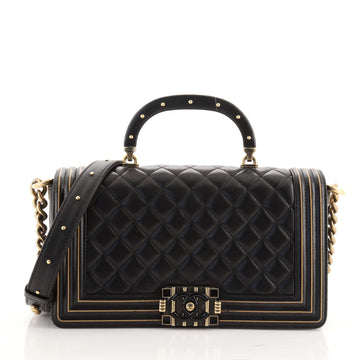 Chanel Studded Handle Boy Flap Bag Quilted Lambskin Old Medium