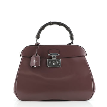 Gucci Lady Lock Bamboo Top Handle Bag Leather Large