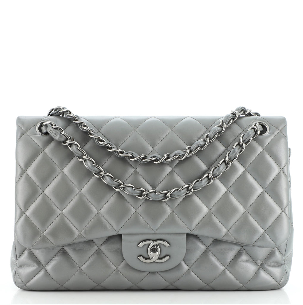 Chanel Classic Double Flap Bag Quilted Lambskin Jumbo Neutral 2259363