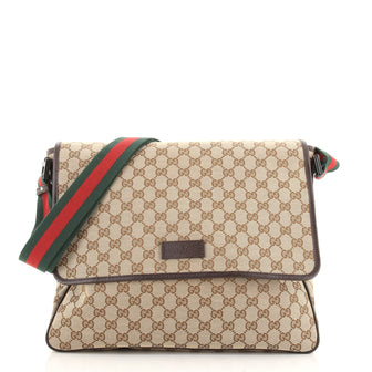 Gucci Web Strap Flap Messenger GG Canvas Medium