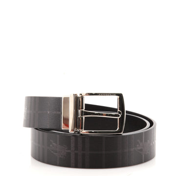 Burberry Clarke Reversible Buckle Belt Haymarket Embossed Leather Wide