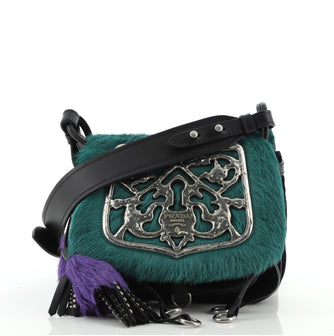 Prada Corsaire Shoulder Bag Calf Hair and Quilted Velvet Small