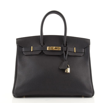 Hermes Birkin Handbag Blue Togo with Gold Hardware 35