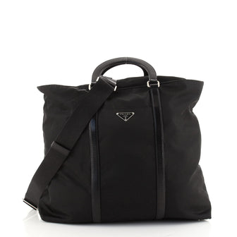 Prada Convertible Zip Tote Tessuto with Leather Large