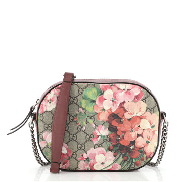 Gucci Chain Crossbody Bag Blooms Print GG Coated Canvas Mini