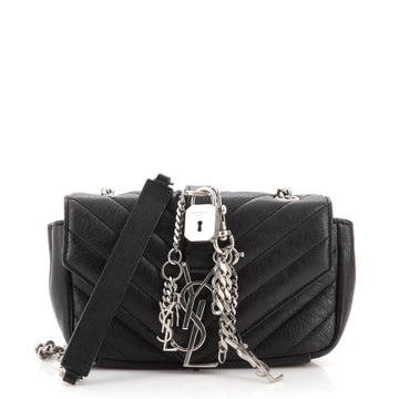 Saint Laurent Classic Monogram Punk Chain Bag Matelasse Chevron Leather Baby