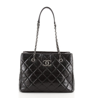 Chanel CC Chain Shopping Tote Quilted Glazed Calfskin Medium