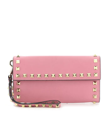 Valentino Rockstud Flap Wristlet Wallet Leather Small