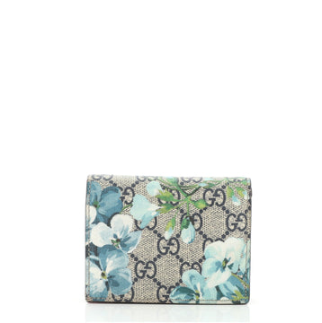 Gucci Flap Card Case Blooms Print GG Coated Canvas
