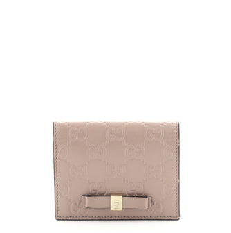 Gucci Bow Flap Card Case Guccissima Leather