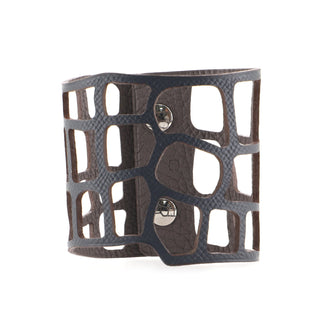 Hermes Petit H Snap Cuff Bracelet Cut Out Leather