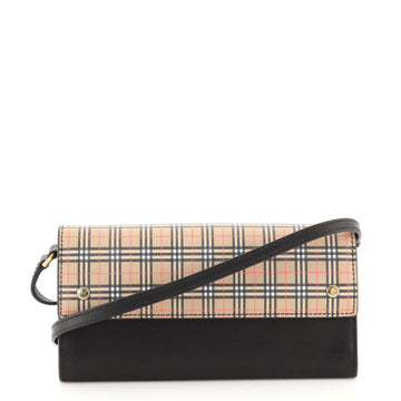 Burberry Henley Wallet on Chain Leather with Vintage Check Canvas