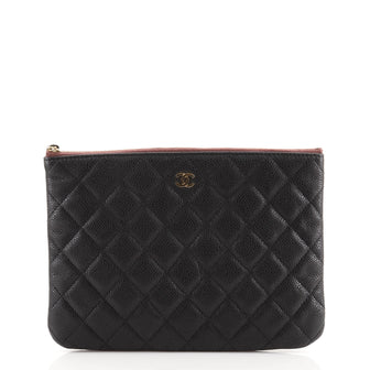 Chanel O Case Clutch Quilted Caviar Small