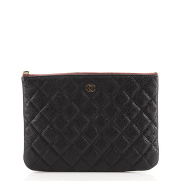 Chanel O Case Clutch Quilted Caviar Small