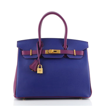 Hermes Birkin Handbag Bicolor Epsom with Brushed Gold Hardware 30