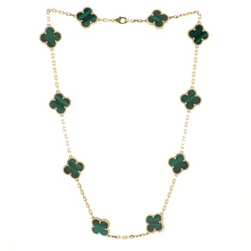 Van Cleef & Arpels Vintage Alhambra 10 Motifs Necklace 18K Yellow Gold and Malachite