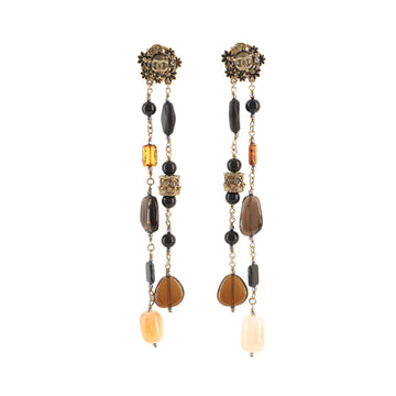 Chanel CC Drop Earrings Metal with Crystals and Beads