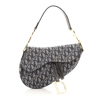 Christian Dior Vintage Saddle Bag Diorissimo Canvas Medium