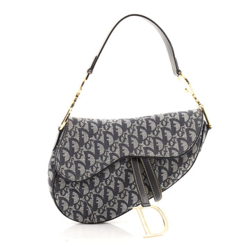 Christian Dior Vintage Saddle Bag Diorissimo Canvas Medium