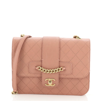 Chanel Front Chain Flap Bag Quilted Sheepskin Medium