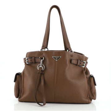 Prada Side Pocket Belt Tote Vitello Daino Medium