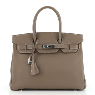 Hermes Birkin Handbag Grey Epsom with Palladium Hardware 30