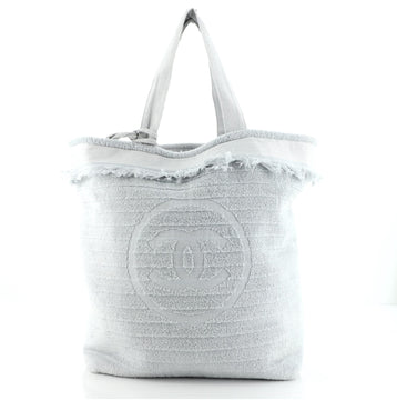 Chanel CC Beach Tote Fringe Terry Cloth Large