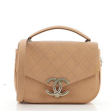 Chanel Thread Around Flap Bag Quilted Caviar Small