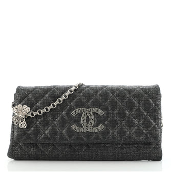 Chanel Butterfly Chain Clutch Quilted Glitter Fabric
