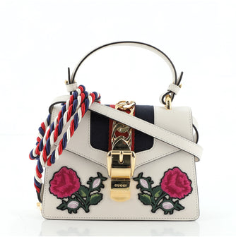 Gucci Sylvie Top Handle Bag Embellished Leather Mini