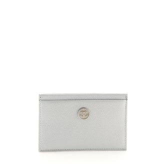 Chanel CC Button Card Holder Textured Leather