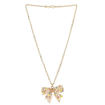 Chanel CC Graphic Bow Pendant Necklace Metal and Enamel