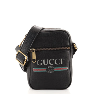 Gucci Logo Zip Messenger Bag Printed Leather Mini