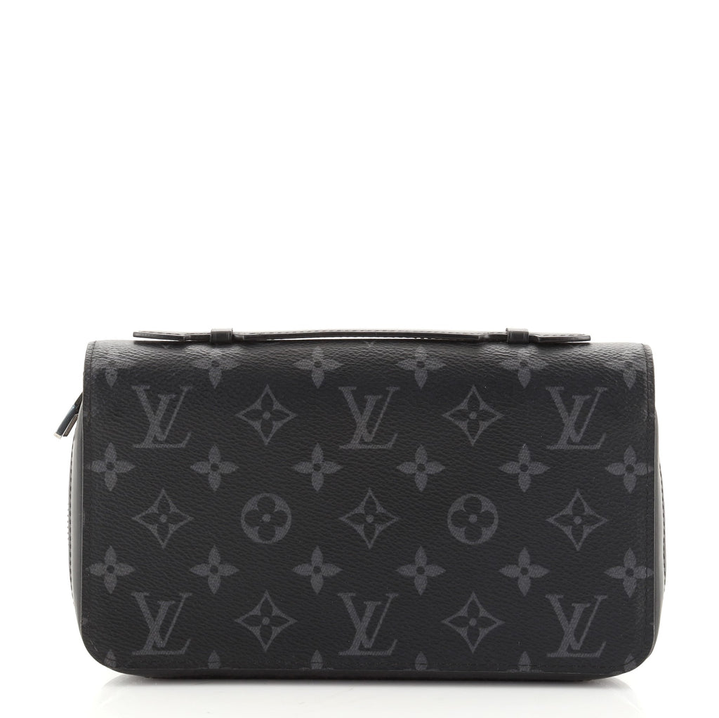 Louis+Vuitton+Zippy+Wallet+XL+Black+Monogram+Eclipse+Canvas for sale online
