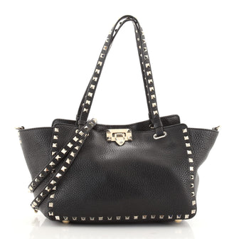 Valentino Rockstud Tote Pebbled Leather Small