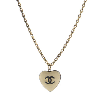 Chanel Camellia Heart Pendant Necklace Metal and Enamel