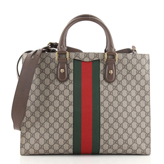 Gucci Animalier Web Top Handle Tote GG Coated Canvas Large