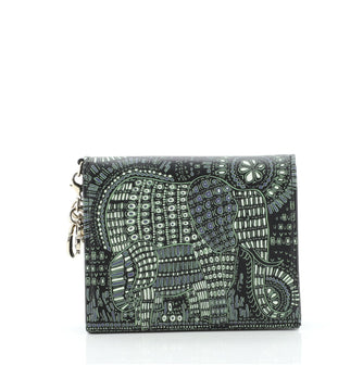 Christian Dior Lady Dior Flap Wallet Printed Leather Mini