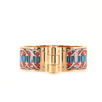 Hermes Hinged Bracelet Metal and Printed Enamel Wide