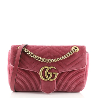 Gucci GG Marmont Flap Bag Matelasse Velvet Small