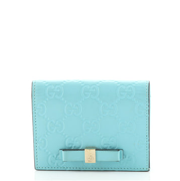 Gucci Bow Flap Card Case Guccissima Leather
