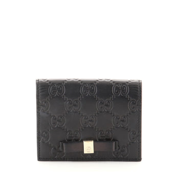 Gucci Bow Flap Card Case Guccissima Leather