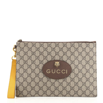 Gucci Neo Vintage Wristlet Pouch GG Coated Canvas