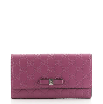 Gucci Bow Continental Wallet Guccissima Leather