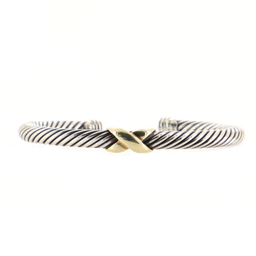 David Yurman X Cable Bracelet Sterling Silver with 14K Yellow Gold 5mm