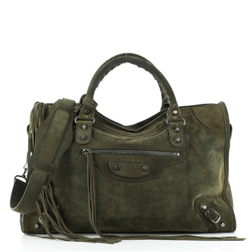 Balenciaga Baby Daim City Classic Studs Bag Suede Medium